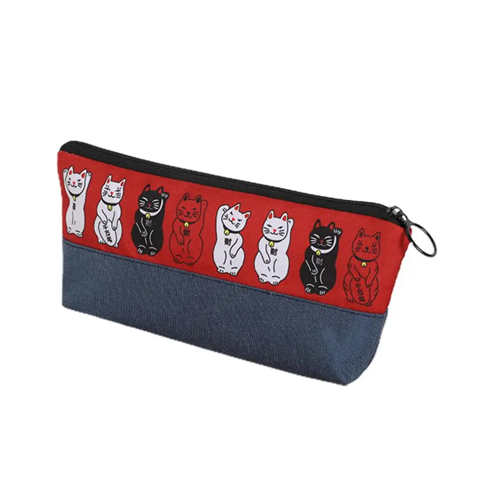

NEW Cartoon Cat Pencil Case Pen Bag Large Capacity Contrast Color Stationery Box Organizer School Supplies