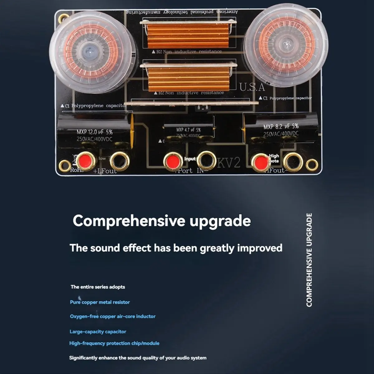 DTC5 2-полосный 800Вт фильтр-разделитель частот для аудиосистем Hi-Fi, плата кроссовера 2600Гц с защитой от перегрузок для твите (art.: 3920db8d7734d) - 3920db8d7734d