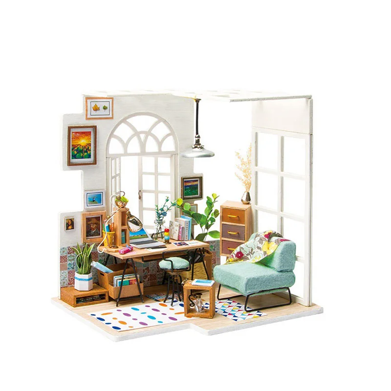 

Robotime DIY Miniature Doll House with Furniture Toys for Children Wood Dollhouse Doll Accessories Girl's Gifts SOHO Time DGM01