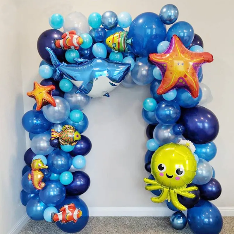 

Ocean Animals Birthday Party Decoration Mermaid Balloons Garland Kit Under The Sea Theme Boy Girls Baby Shower Party Supplies