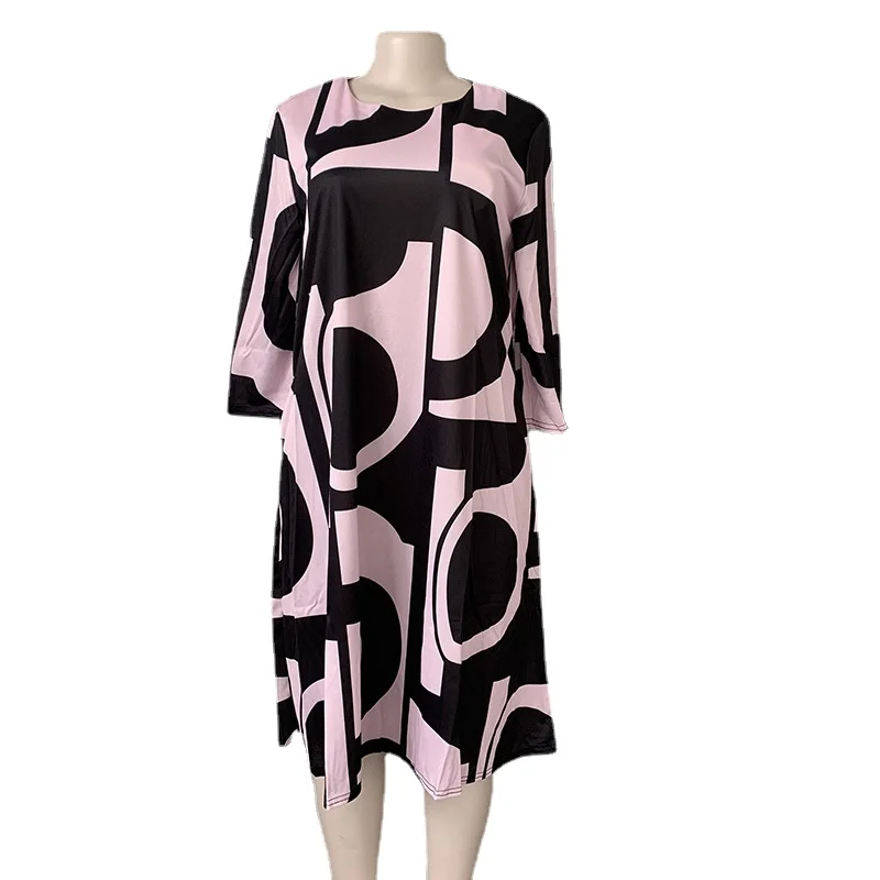 Платье женское ТРАПЕЦИЕВИДНОЕ с круглым вырезом и рукавами