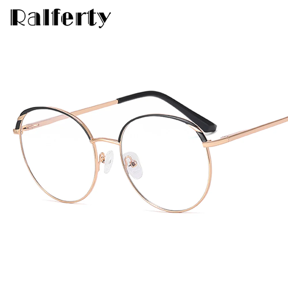 

Ralferty Vintage Round Women's Eyeglasses with Frame Metal 0 Diopter Optical Prescription Frame Blue Light Computer Glasses 2022