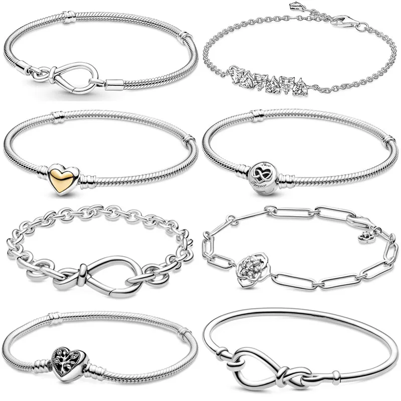 

Original Moments Infinity Knot Endless Hearts Family Tree Bracelet Fit Pandora 925 Sterling Silver Bead Charm Jewelry