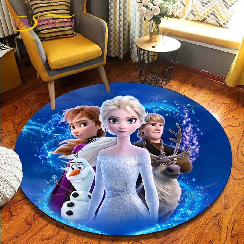 

Cartoon Frozen Round Carpet Floor Mat Bedroom Flannel Animal Rug Anti-Slip Baby Play Mat Kids Room Decoration Mats