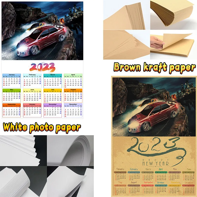 2023 календарь анимационная игра белая фотобумага коричневая крафт-бумага бар