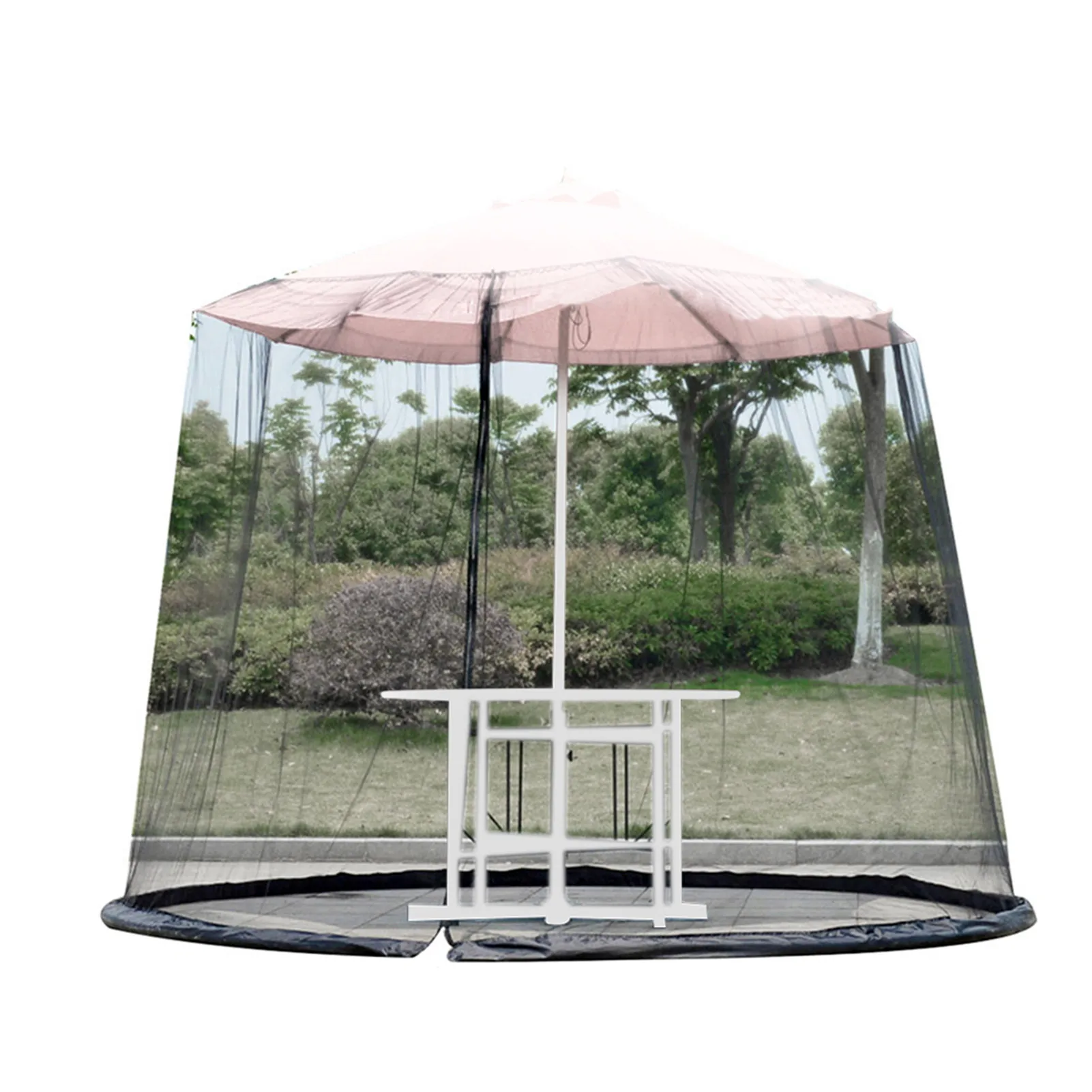 

Patio Umbrella Mosquito Net Screen Garden Canopy Deck Furniture Anti Insect Mosquito Zipper Mesh Cover For Outdoor Awning