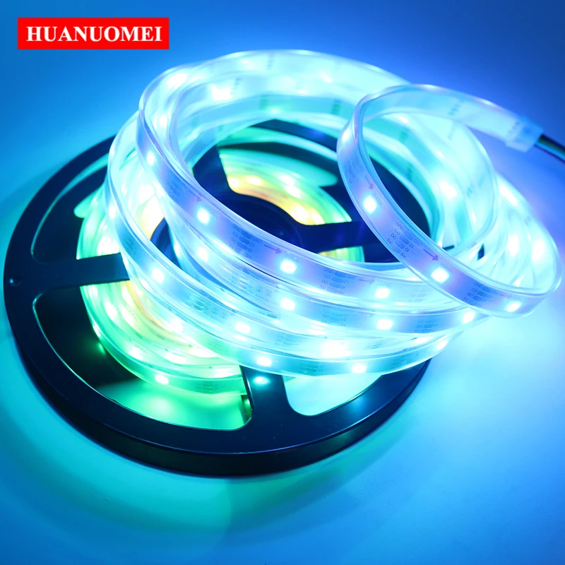 

Пиксельсветодиодный Светодиодная лента DC5V 48 Светодиодный s/M HD107S RGB, адресная Водонепроницаемая трубчатая лампа IP67, белая печатная плата, ги...