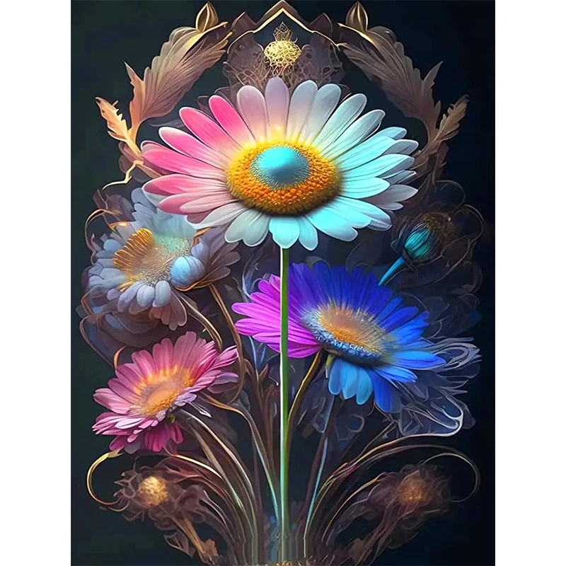 

Diamond Painting Flowers Full Square Diamond Rhinestone Mosaic Embroidery Daisy Cross Stitch Crystal Kits Art Wall Home Decor