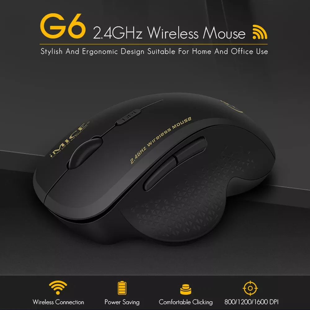 

iMice Wireless Mouse Computer 2.4 Ghz 1600 DPI Ergonomic Mouse Power Saving Mause Optical USB PC Mice for Laptop PC