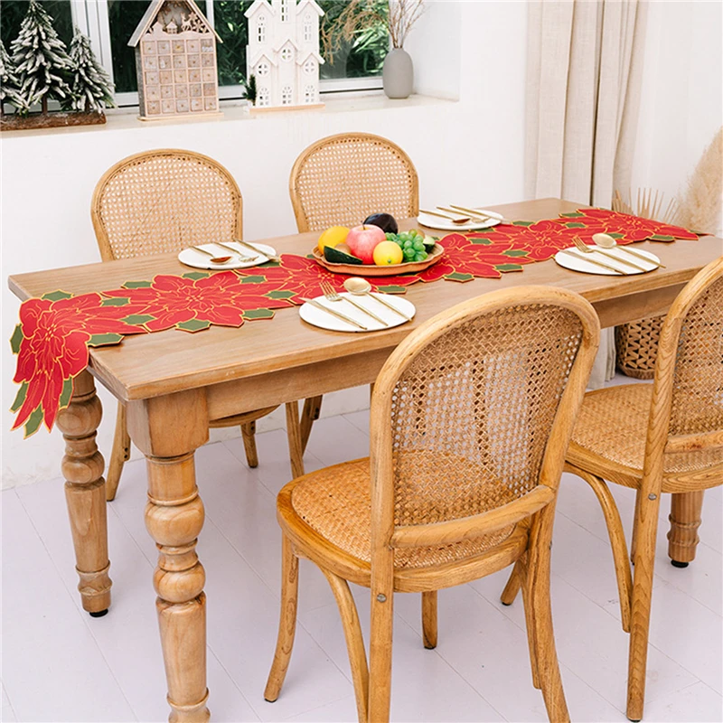 

Christmas Table Runner Decorations for Home Christmas Decoration Flower Mat Table Runner Red Green Home Table Decoration