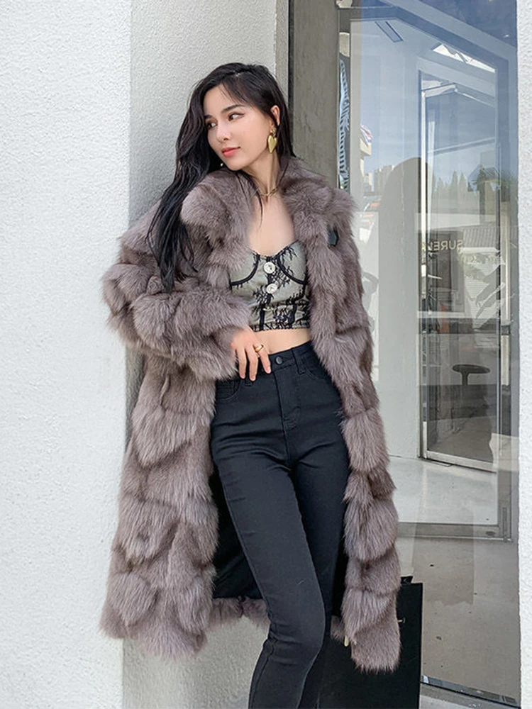 KBAT 2022 Long Sleeve Faux Fox Fur Coat Loose Women Winter Fashion Thick Warm Fur Coats Outerwear Fake Fur Jacket Women Clothing