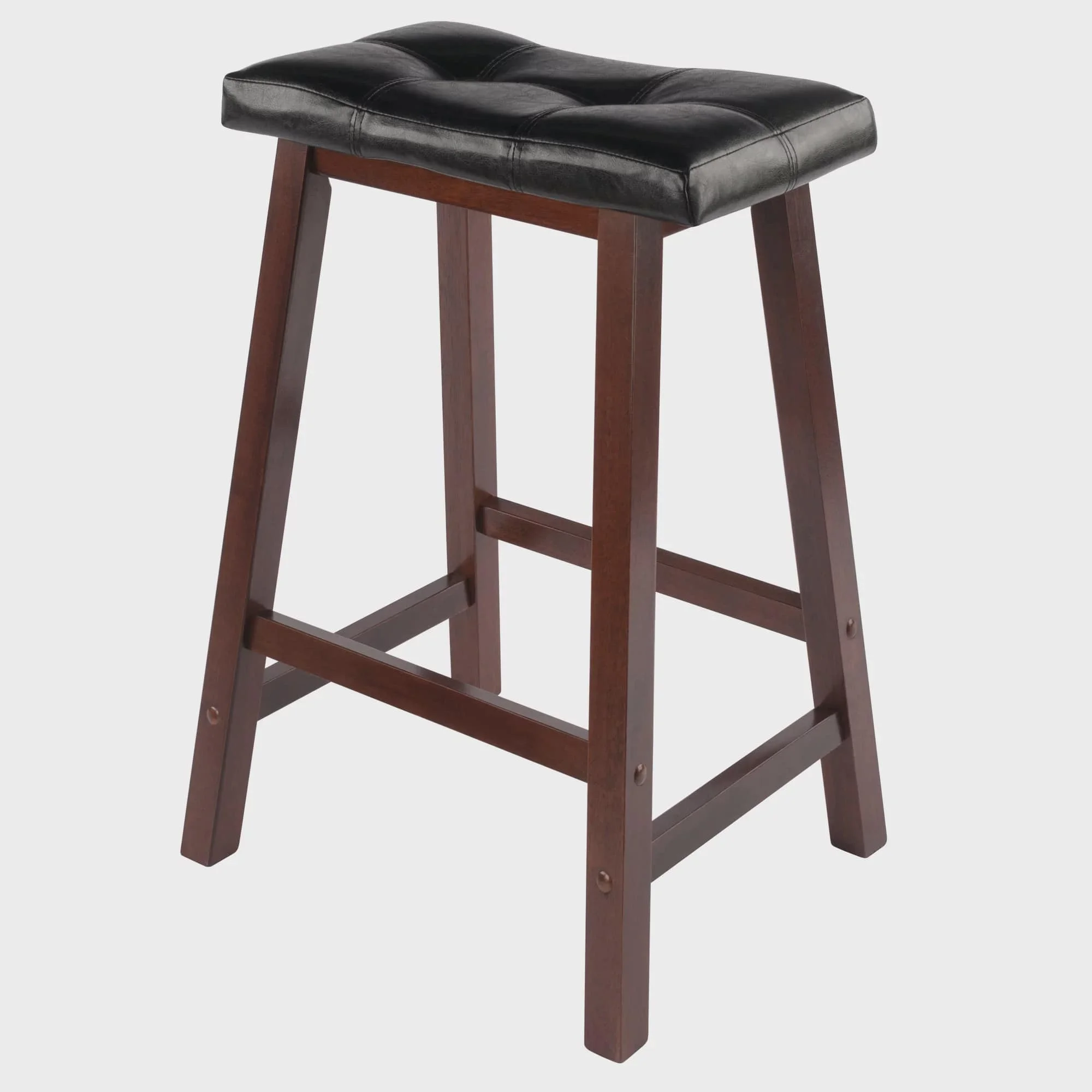 

Wood Mona Cushion Saddle Seat Counter Stool, Black & Walnut