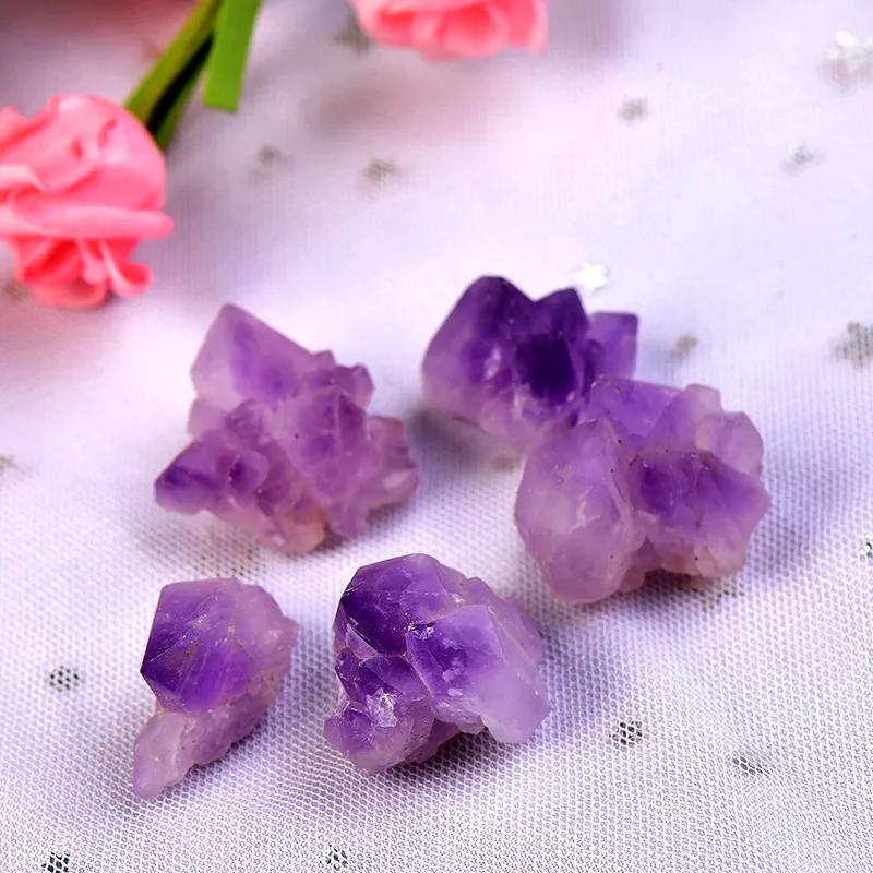 

Natural Amethyst Raw Quartz Small Cluster Healing Reiki Stone Crystal Point Specimen Home Decor Raw Crystals Minerales