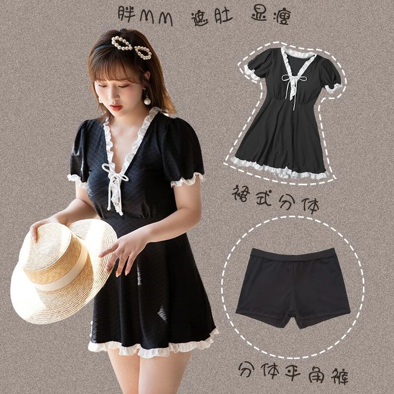 

Купальники больших размеров, женский купальник для спа, телесный толстый, обтянутый 200 catties, 2022, новый популярный стиль, боксеры, феи, два пред...