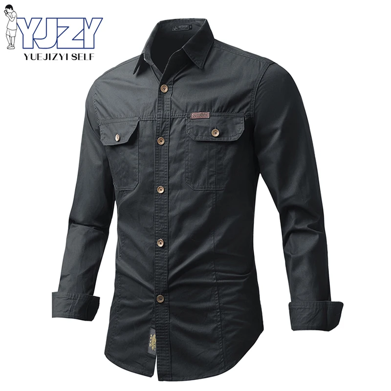 

2022 Spring Men Cargo Shirts Brand Cotton Fashion Causal Shirtshigh Quality Large Size Clothing Military Breathable Shirts Men