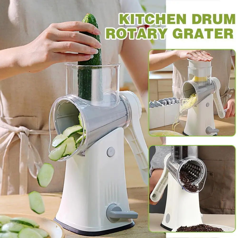 

4 In 1 Multi-function Drum Cutter Slicer Rotary Grater Tool Cheese Grater Rotary Kitchen Vegetable Slicer Potato Cutter Han Q0p7