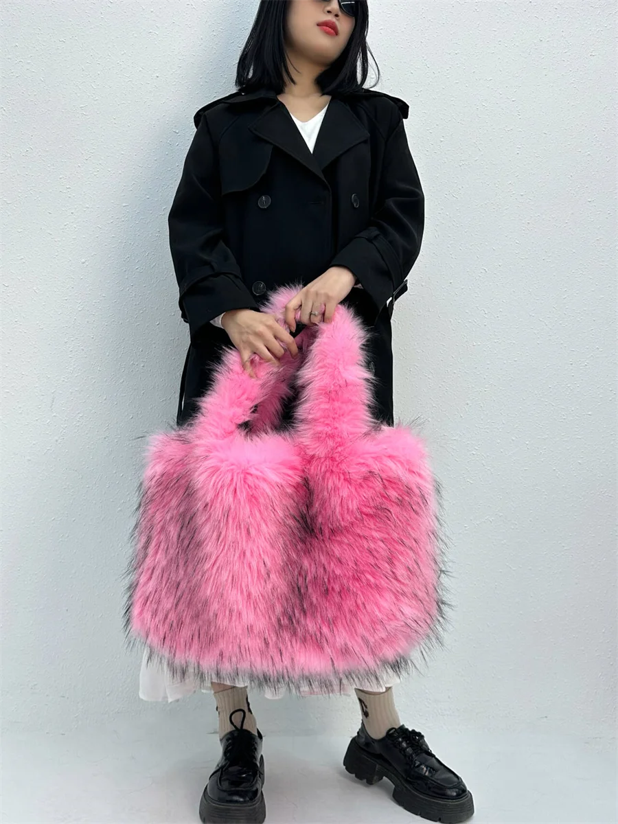 Модная большая сумка-тоут роскошные женские сумки из искусственного меха