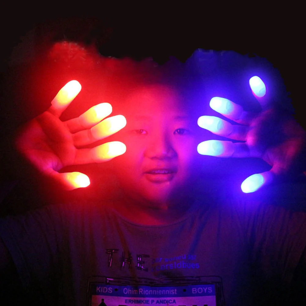 

2Pcs Funny Novelty LED Light Flashing Fingers Kids Amazing Children Luminous Gifts Magic Trick Props Fantastic Glow Toys Random