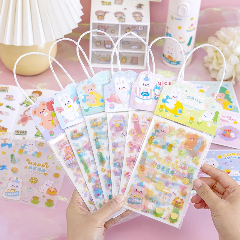 

5pcs/pack Cartoon PET Stickers DIY Scrapbooking Planner Journal Stickers Kawaii Stationery Kids Gifts Sticker Office Supplies