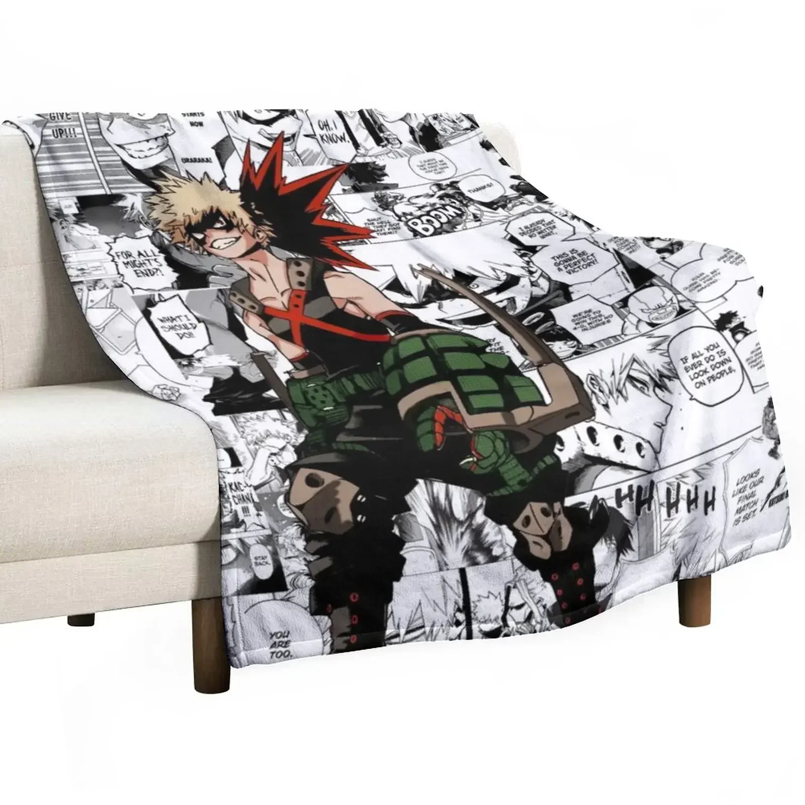 Одеяло с коллажем Bakugou Manga декоративное одеяло походная кровать клетчатые теплые