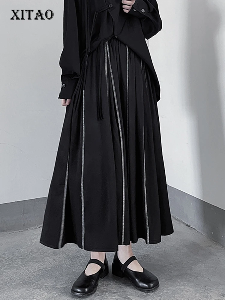 

XITAO Women Solid Pleated Skirts Personality Fashion Loose All Match Mid-calf Skirts Korea 2023 Summer New Arrival WLD16516
