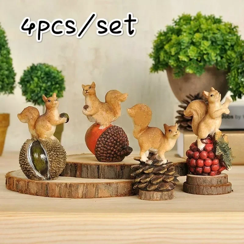 

NEW2022 Cute Resin Squirrel Sculpture Lifelike Animal Model Decorative Statue Indoor Ornaments
