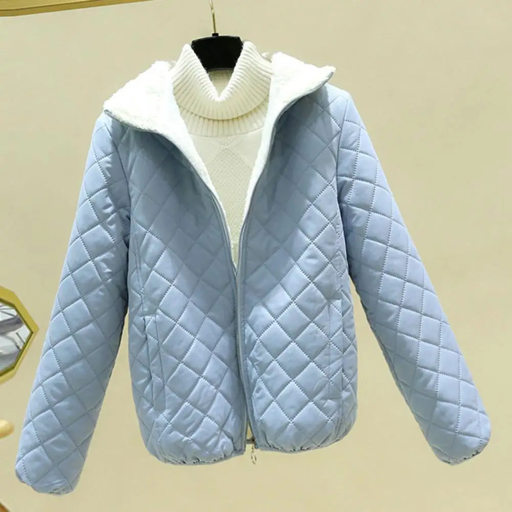 

Women Coats Fashion Plaid Cotton Jackets for Women Plush Lining Thick Coat Stand Collar Jackets Coats Female chaquetas куртки