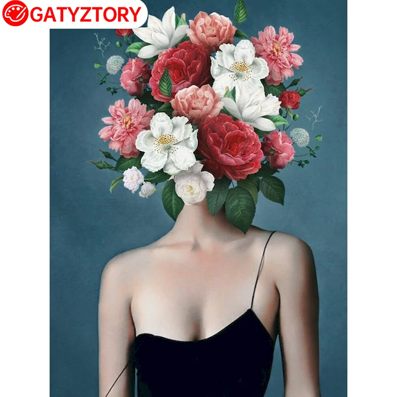 

GATYZTORY DIY Frame Oil Painting By Numbers Flower Girl Acrylic Home Decor Canvas Painting Wall Art Picture Figure For Living Ro