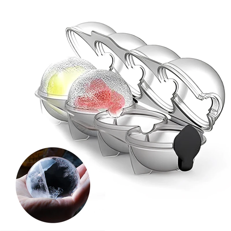 4-ball Ice Cube Mold Round Silicone DIY Ice Mold Whiskey Cocktail Ball Grid Party for Bar Popsicle Molds Kitchen Accessories
