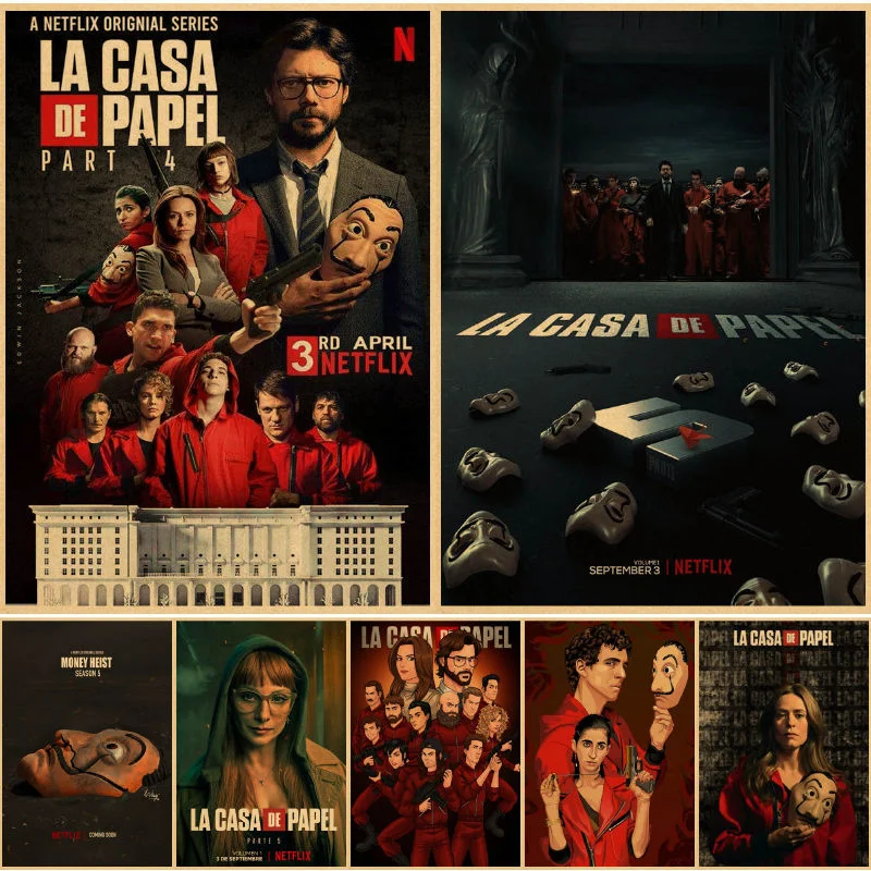 

Настенные плакаты La Casa De Papel, картины с художественной печатью, бумажный декор, спальня, дом, аниме плакаты, картина, обруч