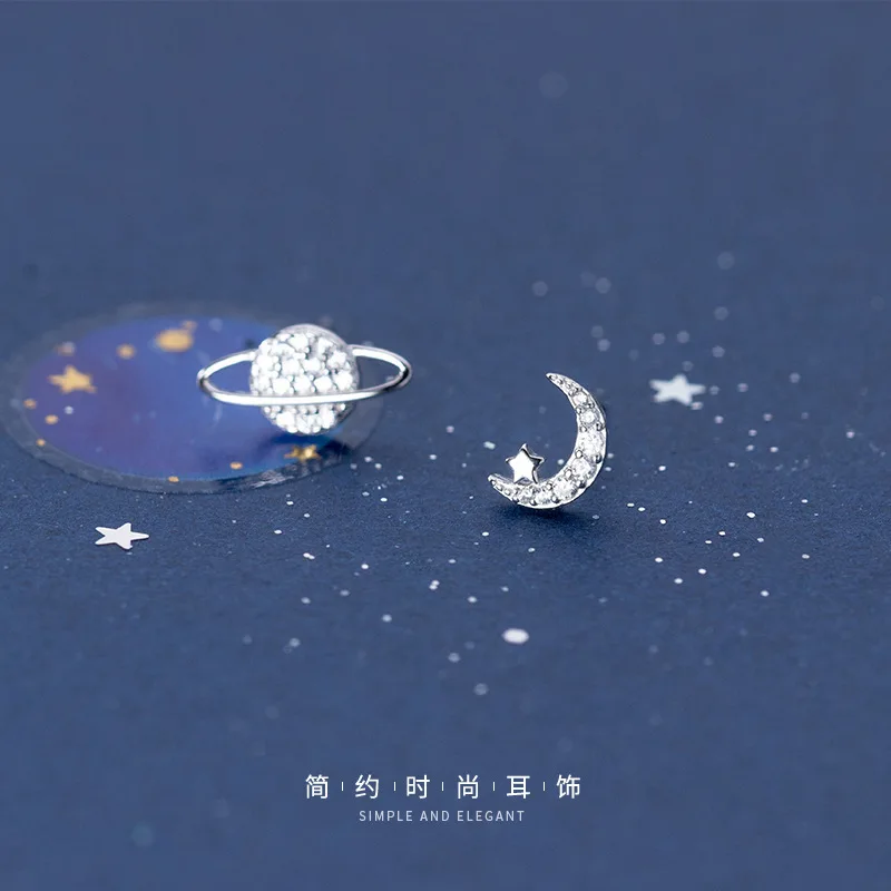 

Asymmetry Original Lightning Shiny Planet Moon Earring Temperament Earring For Exquisite Women Jewelry