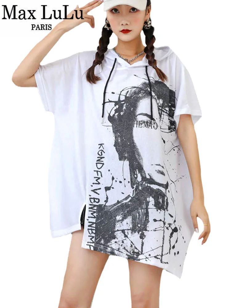 Футболка женская свободного покроя с капюшоном коротким рукавом - купить по