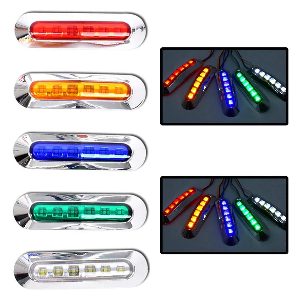 

10Pcs Trailer Clearance Lights LED Marker Lights Chrome 24V Truck Side Lights Amber Red White Blue Green