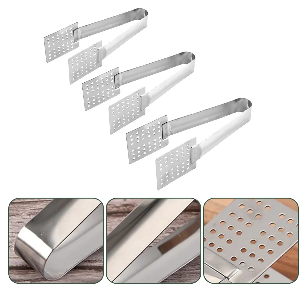 

3pcs Lemon Slice Tongs Stainless Steel Tea Bag Clips Small Food Clips Ice Cube Tongs for Restaurant Home