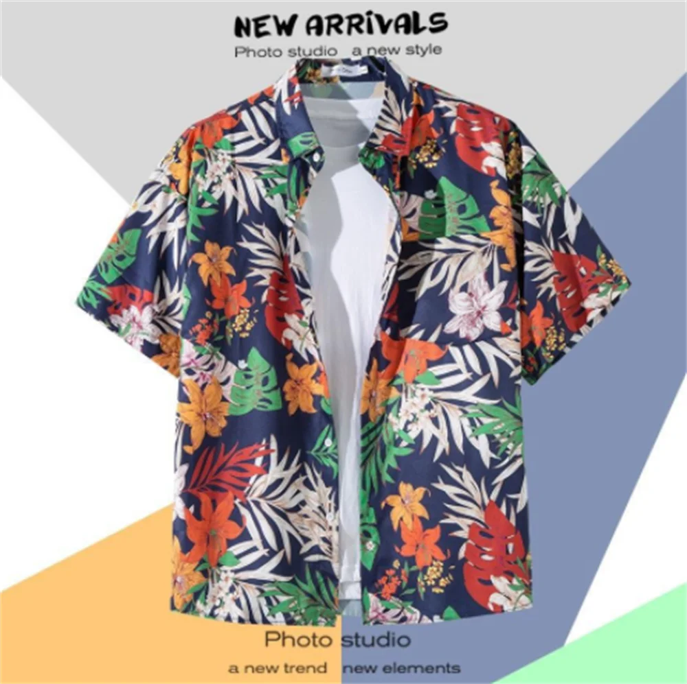 

Fashion Men’S Shirt Floral Print Summer Men Clothing Beach Party Hawaiian Shirt Loose Oversized-Shirt Daily Casual Sportswears