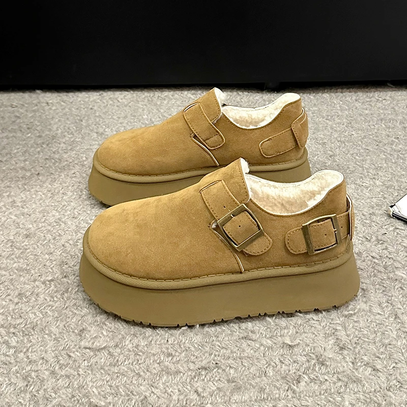 2024 женские тапочки шлепанцы зимние сапоги на платформе высокое качество кожаные
