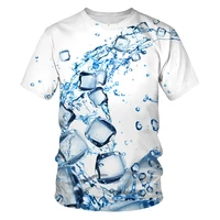 2022 summer new 3d water printing casual t shirt mens fashion round neck short sleeves