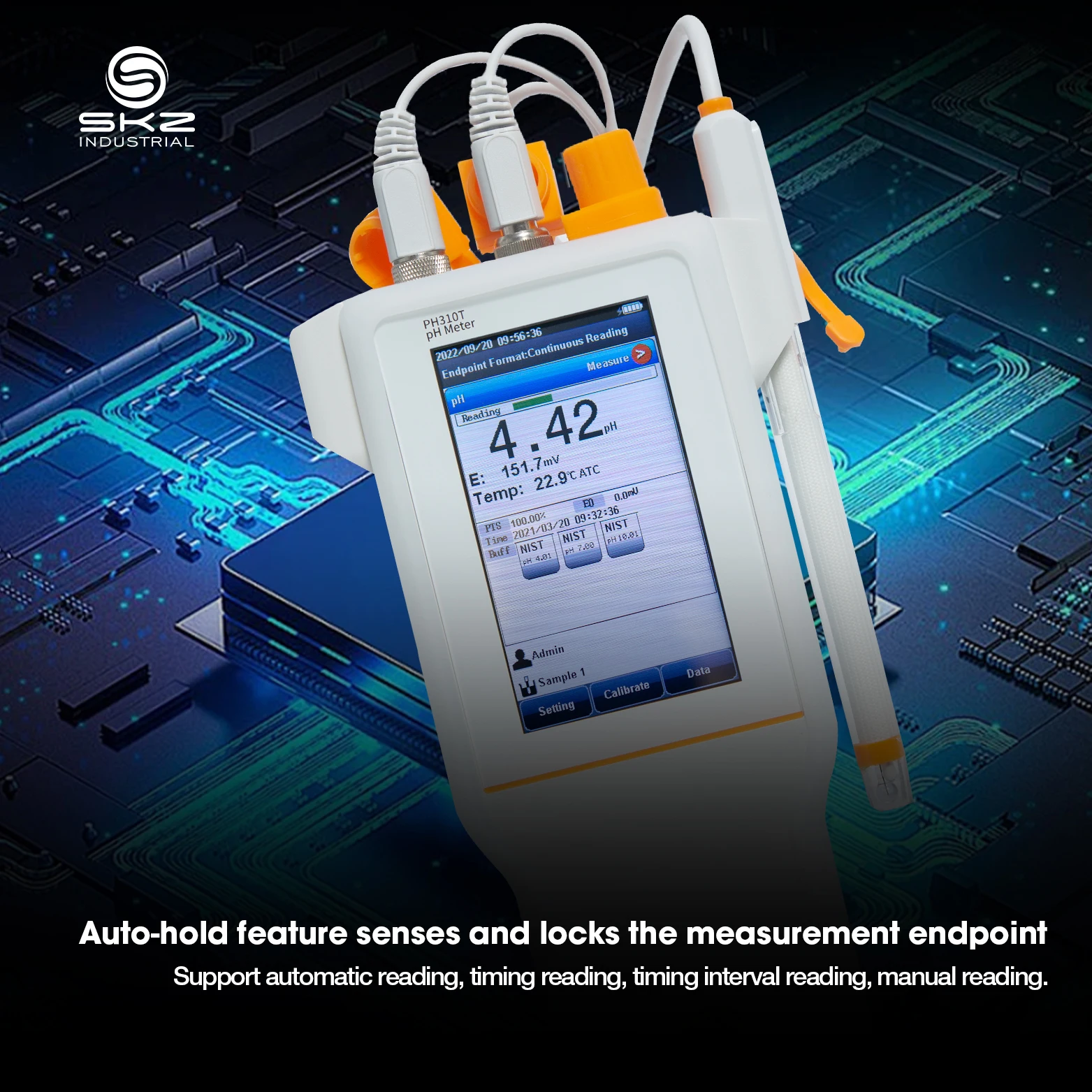 SKZ PH310T Портативный pH-метр 1000 групп данных для точного измерения молока и воды