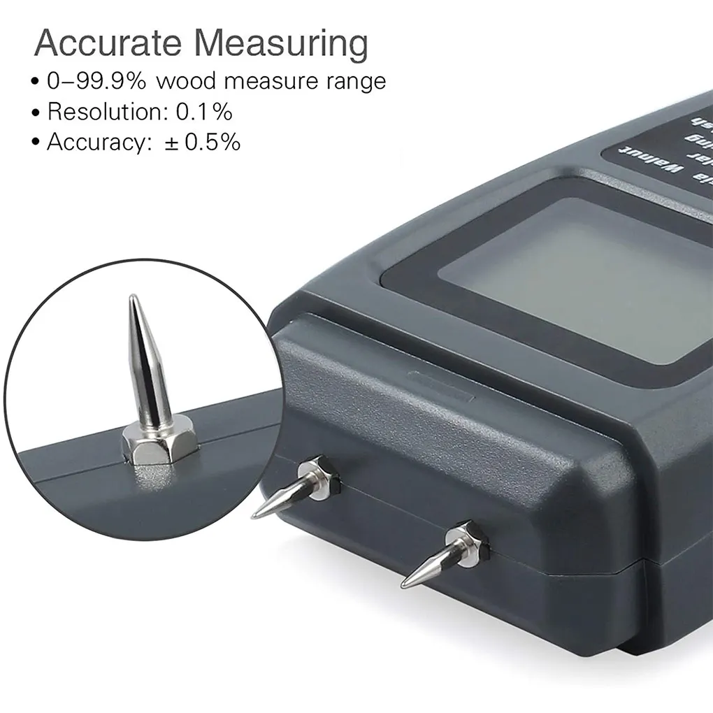 

Измеритель влажности древесины с цифровым дисплеем, 2 контакта, 4 режима, гигрометр плотности дерева, точный Электрический тестер влажности
