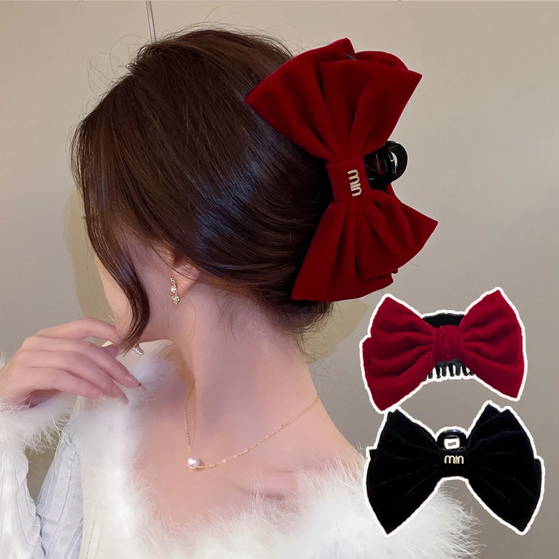 

Винтажная заколка для волос с бантом, красная, черная, белая