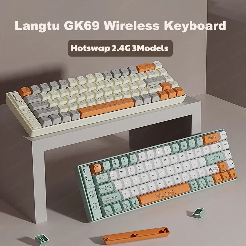 Беспроводная Bluetooth игровая механическая клавиатура Langtu GK69 трехрежимная