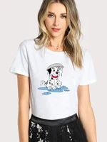 disney t shirt women summer 101 dalmatians white all match dog funny harajuku printing t shirt popular trendy crewneck tshirt