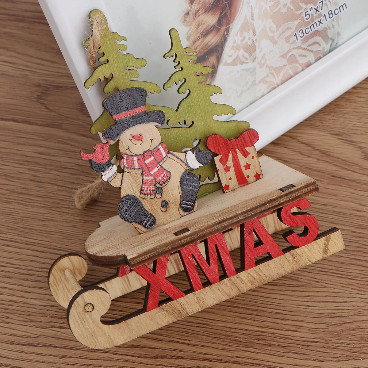 

2 Pcs Christmas Tree Decorations Xmas Decorative Accessory Sled Ornament Bamboo