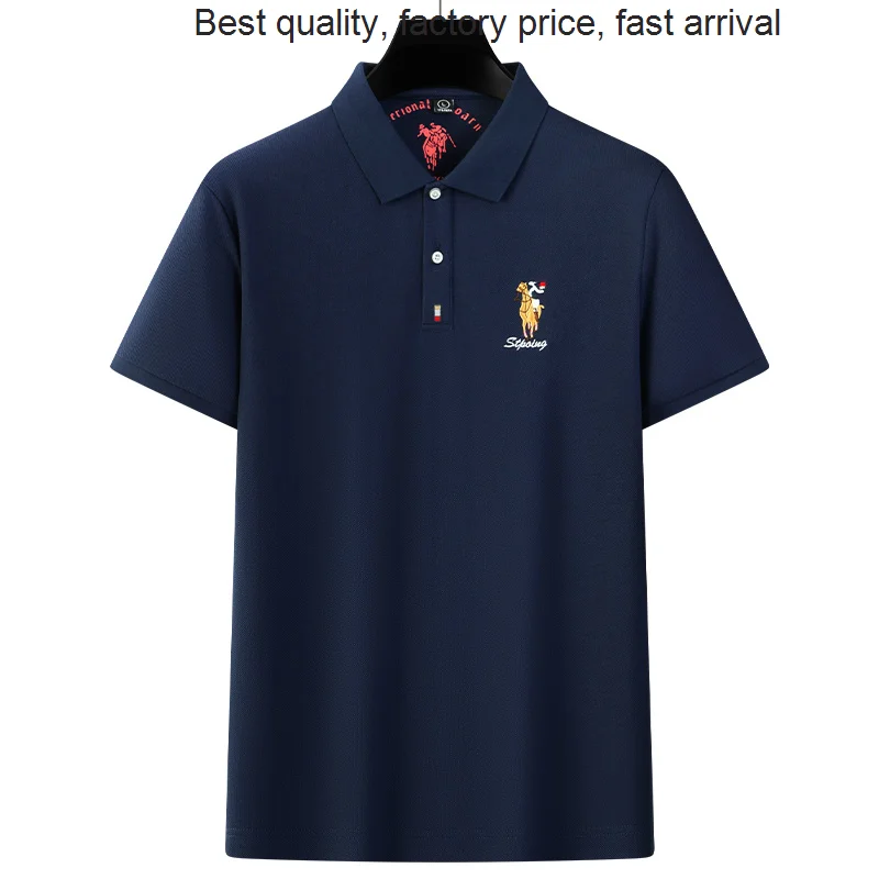 

Рубашка-поло мужская с короткими рукавами, летняя дышащая однотонная хлопковая Повседневная футболка с вышивкой, 891