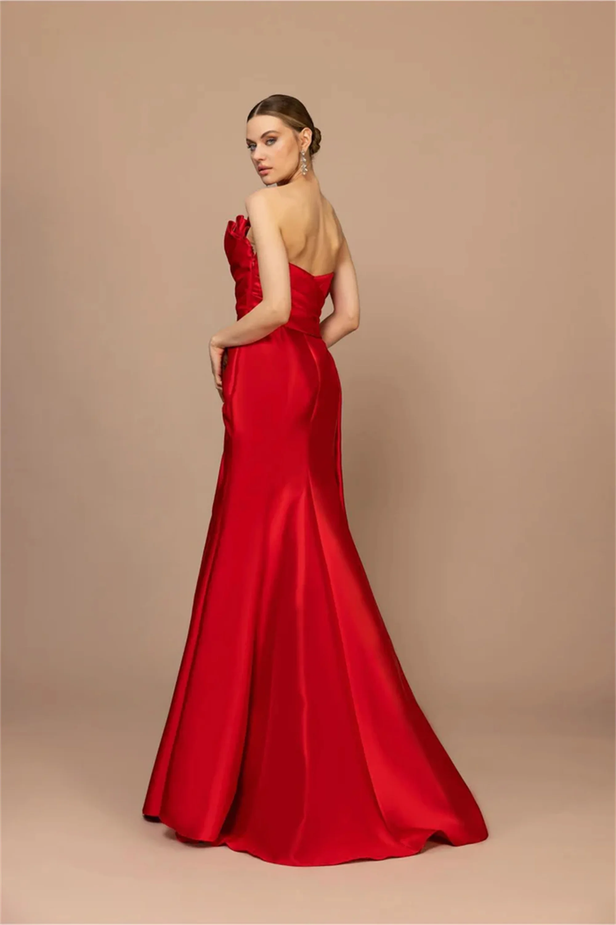 Фото EVON BRIDAL очаровательное красное вечернее платье без рукавов Vestidos De Fiesta модное свадебное вечернее платье с высоким разрезом по индивидуальному заказу №2