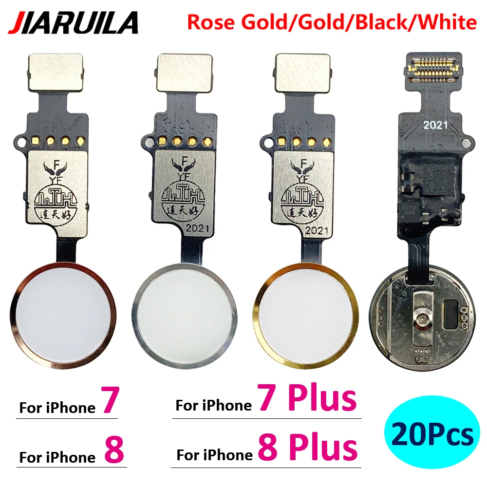 

20Pcs，Original Home Button Assembly No Touch ID Fingerprint Sensor Flex Cable For IPhone 7 8 Plus Return Back Button Key Back