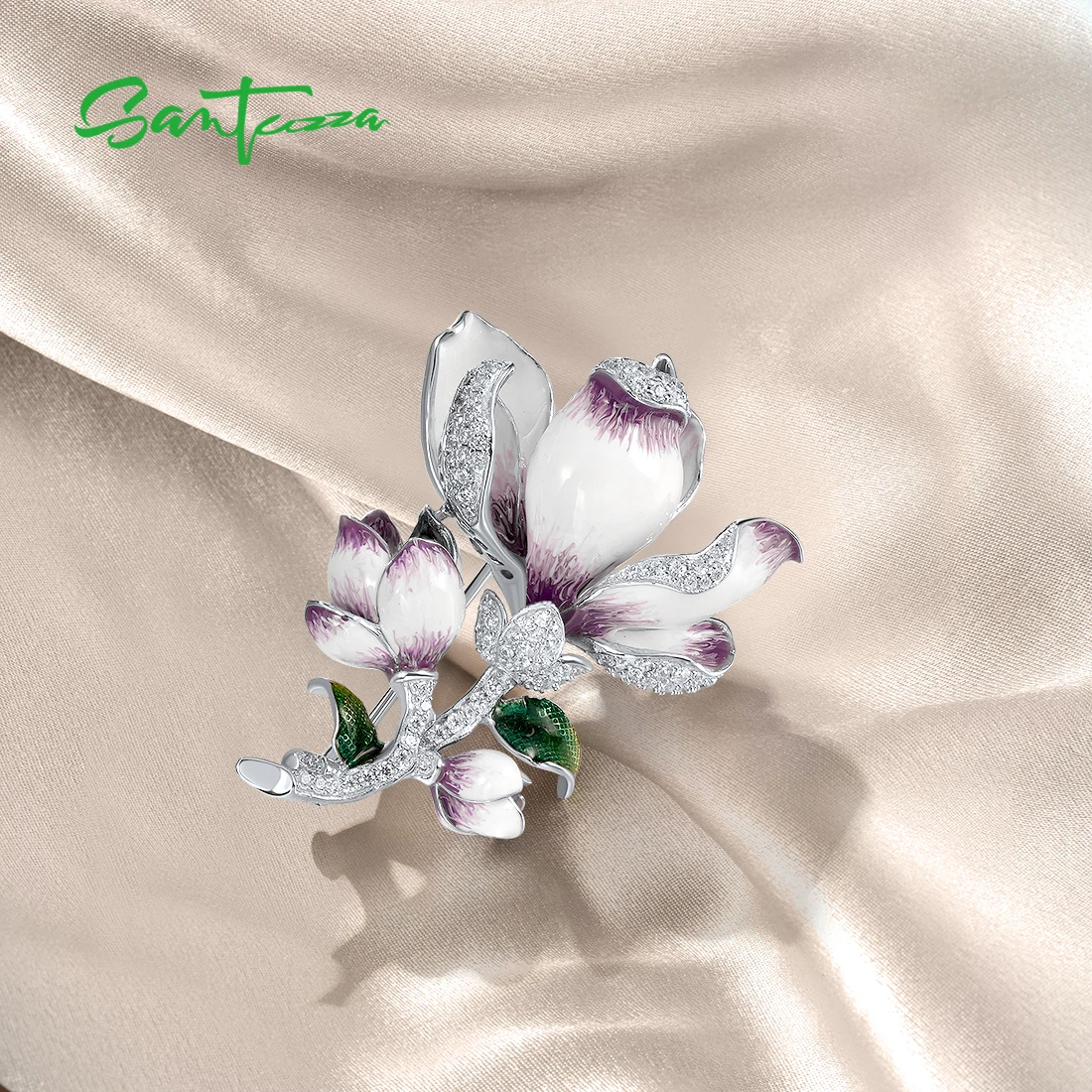 SANTUZZA настоящая брошь из стерлингового серебра 925 пробы для женщин сверкающий