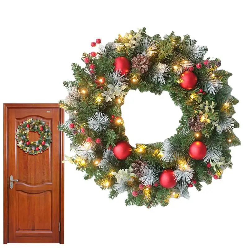 

LED Christmas Wreath Decorative Wreath With Led Illuminated For Yard Lighted Wreath For Garden Window Fireplace Backyard Living