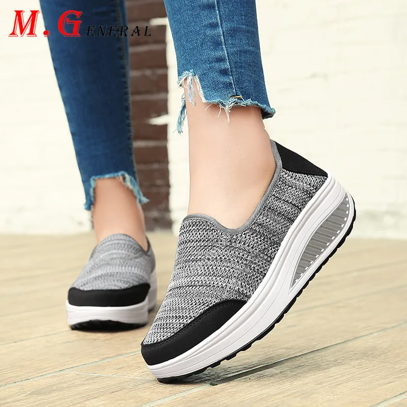 

Sport Shoes Woman Mesh Platform Trainers Rocking Women's Sneakers Women Sport Shoes Height Increasing Breathable Running Shoe Q2