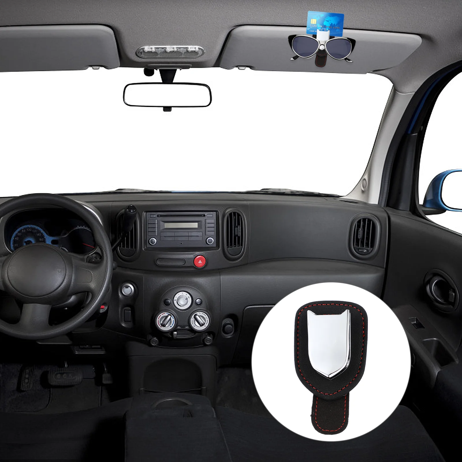 

2Pcs Sunglasses Clip Universal Car Interior Sunglasses Holder Glasses Hanger Cards Holder